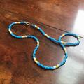Urban Outfitters Jewelry | 2/$16! Handmade Glass Bead Choker Necklace | Color: Blue/White | Size: 15 1/2 Inches