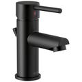 Delta Modern Single Hole Bathroom Faucet w/ Drain Assembly, Ceramic in Black | Wayfair 559LF-BLGPM-PP