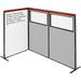 Global Industrial Interion Deluxe Freestanding Gray 3-Panel Corner w/ Whiteboard & Partial Window in Gray/White | 61 H x 36 W x 1.75 D in | Wayfair