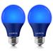 Luxrite A19 LED Blue Light Bulb 60W Equivalent Non-Dimmable UL Listed E26 Base Indoor Outdoor Holiday Event Home Lighting (2 Pack) | Wayfair