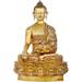 Exotic India Large Size Lord Buddha In Bhumisparsha Mudra Wearing A Superfine Carved Robe - Tibetan Buddhist Metal in Yellow | Wayfair ZED45