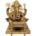 Exotic India Lord Ganesha Writing The Mahabharata Metal in Yellow | 18 H x 15.3 W x 14.2 D in | Wayfair ZAG11