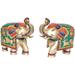 Exotic India Pair Of Elephant (Inlay Statue) Metal in Blue/Gray/Green | 10.5 H x 13 W x 6 D in | Wayfair ZBM59