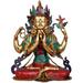 Exotic India Large Size Shadakshari Lokeshvara (Inlay Tibetan Buddhist Statue) Metal in Yellow | 31 H x 24 W x 17.5 D in | Wayfair ZAH92