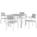 Gracie Oaks Evilynn 4 - Person Powder Coated Aluminum Outdoor Dining Set Wood in Gray/White | 39.5 W x 39.5 D in | Wayfair