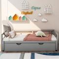 Red Barrel Studio® Twin To King Design Extending Daybed w/ Trundle (White) Wood in Gray | 23 H x 78 W x 118 D in | Wayfair