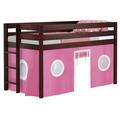 Zoomie Kids Johannes Solid Wood Twin Low Loft Bed w/ Ladder & Tent in Pink | 49.25 H x 41.75 W x 80 D in | Wayfair 188BE801FE1E4948AF59BE173C06FE9E