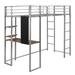 Mason & Marbles Twin Size Metal Loft Bed w/ 2 Shelves & 1 Desk, Build-In Ladders & Guardrails, Twin Bed Frame For Teens in Gray | Wayfair