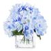 Primrue Artificial Silk Hydrangea Flower Arrangement In Cube Glass Vase w/ Faux Water Faux Silk in Blue | 7 H x 7 W x 7 D in | Wayfair
