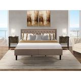 Winston Porter Almarion Upholstered Platform 3 Piece Bedroom Set Upholstered in Gray/Brown | 47 H x 81 W x 89 D in | Wayfair