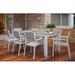 Gracie Oaks Evilynn Modern Light Grey & White 9 Piece Outdoor Patio Dining Set Wood in Gray/White | 80.5 W x 35.5 D in | Wayfair