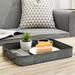 Gracie Oaks Alizander Galvanized Metal/Wood Serving Tray Wood/Metal in Brown/Gray | 2.46 H x 11.71 W x 16.53 D in | Wayfair