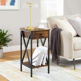 Trent Austin Design® Annetta 1 - Drawer Steel Nightstand Wood/Metal in Black/Brown | 27.6 H x 13.8 W x 13.8 D in | Wayfair