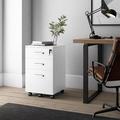 Inbox Zero Galia Lazio Hanging File Cabinet W/3 Lockable Drawers & Wheels Wood in White | 26 H x 15.7 W x 15.7 D in | Wayfair