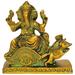 Bungalow Rose Lord Ganesha Riding On Mouse Chariot Metal in Green/Yellow | 4.5 H x 4.5 W x 1.5 D in | Wayfair 9A80B6BA86E840079B197968CF9B2C28