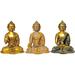 Bungalow Rose Debs Tibetan Buddhist Deities Set Of Three Buddhas Metal in Yellow | 10 H x 7.5 W x 5.5 D in | Wayfair