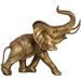 Bungalow Rose A Young Trumpeting Elephant w/ Long Tusks Metal in Yellow | 15 H x 16.5 W x 10.2 D in | Wayfair D1BC324C0BC441DEAA447B620AF24827