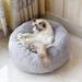 Tucker Murphy Pet™ Cecilla Plush Faux Fur Round Pet Bed Soft Shaggy Calming Mat For Pets Polyester in Gray | 4 H x 23 W x 23 D in | Wayfair