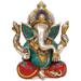 Bungalow Rose The Benevolent God Ganesha Granting Abhaya Metal in Blue/Gray/Green | 12.5 H x 9.7 W x 8.2 D in | Wayfair