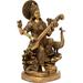 Bungalow Rose Goddess Saraswati Seated On Peacock Metal in Yellow | 15.3 H x 9.2 W x 6.7 D in | Wayfair 8212252E769A4B9A8566A7564A255372