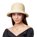 Pineapple&Star Maures Cloche Bucket Straw Sun Hat Fine Braid UPF 50+ for Women - Beige - One Size