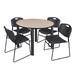 Kee 48" Round Breakroom Table- Black & 4 Zeng Stack Chairs- Black