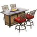 Hanover Traditions 5-Piece High-Dining Set in Red with 4 Tall Swivel Chairs and a 30,000 BTU Fire Pit Dining Table