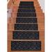 Beverly Rug Indoor Non Slip Carpet Stair Treads w/ Installed Tape 9"x 28" Trellis Black / Dark Gray