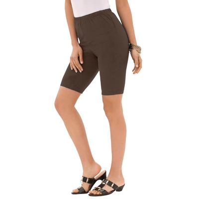 Plus Size Women's Essential Stretch Bike Short by Roaman's in Chocolate (Size S) Cycle Gym Workout