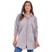 Plus Size Women's Kate Tunic Big Shirt by Roaman's in Pink Multi Stripe (Size 20 W) Button Down Tunic Shirt