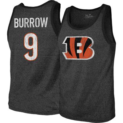 Majestic Threads Joe Burrow Schwarzes Cincinnati Bengals Tri-Blend-Tanktop mit Namen und Nummer für Herren Image