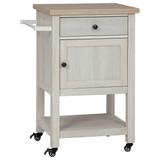 36 Inches Single Drawer Bar Cart with 1 Door, Antique White