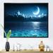 East Urban Home Romantic Moon over Deep Blue Sea I - Photograph on Canvas Metal in Black/Blue | 24 H x 32 W x 1 D in | Wayfair