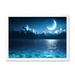East Urban Home Romantic Moon over Deep Blue Sea I - Photograph on Canvas Metal in Black/Blue | 30 H x 40 W x 1.5 D in | Wayfair