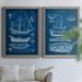 Breakwater Bay Antique Ship Blueprint I - 2 Piece Picture Frame Painting Print Set on Canvas Canvas, in Black/Blue/Green | Wayfair