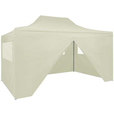 Vidaxl - Profi-Partyzelt Faltbar mit 4 Seitenwänden 3×4m Stahl Creme 859948