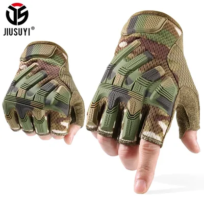 Jisuyi – mitaines militaires tactiques mitaines sans doigts SWAT camouflage pour tir Paintball