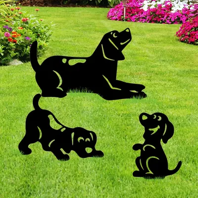 Ard Art-Piquets en Métal pour Décoration de Jardin Silhouette de Chien Noir Chat Repousse les