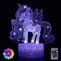 Licorne veilleuse colorée LED lumières lampe de Table chambre décor tactile à distance lampe de nuit