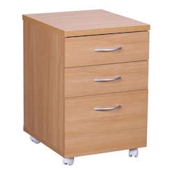 FineBuy Rollcontainer Rollwagen Rollschrank Büro Container Schubladen Schrank Buche Image