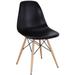 Modern Kitchen and Dining Room Chair With Natural Wood Legs in Black - N/A