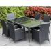 Ohana Outdoor Patio 7 Piece Black Wicker Dining Set with Cushions