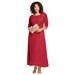 Plus Size Women's Lace Popover Dress by Roaman's in Classic Red (Size 32 W) Formal Evening