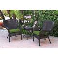 Windsor Espresso Wicker Chair And End Table Set With Hunter Green Chair Cushion- Jeco Wholesale W00215_2-CES034