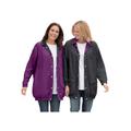 Plus Size Women's Fleece Nylon Reversible Jacket by Woman Within in Plum Purple Heather Grey (Size 4X) Rain Jacket