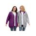 Plus Size Women's Fleece Nylon Reversible Jacket by Woman Within in Plum Purple Heather Grey (Size 4X) Rain Jacket