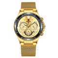 LXMJ-REWARD Watch Men's Sports Watch Ultra-thin Multi-function Waterproof Quartz Watch Father's Day/Birthday/Wedding Holiday Best Gift Gold Shell Gold Face Gold Belt