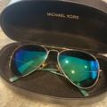 Michael Kors Accessories | Michael Kors Green Aviator Sunglasses | Color: Gold/Green | Size: Os