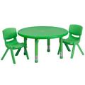 Flash Furniture Goddard Height Adjustable Activity Table Set w/ 2 Chairs Plastic/Metal in Green | 23.75 H in | Wayfair