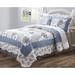 Canora Grey Nida/Gray Brushed Microfiber 3 Piece Quilt Set Polyester/Polyfill/Microfiber in Blue/White | Full Quilt + 2 Shams | Wayfair